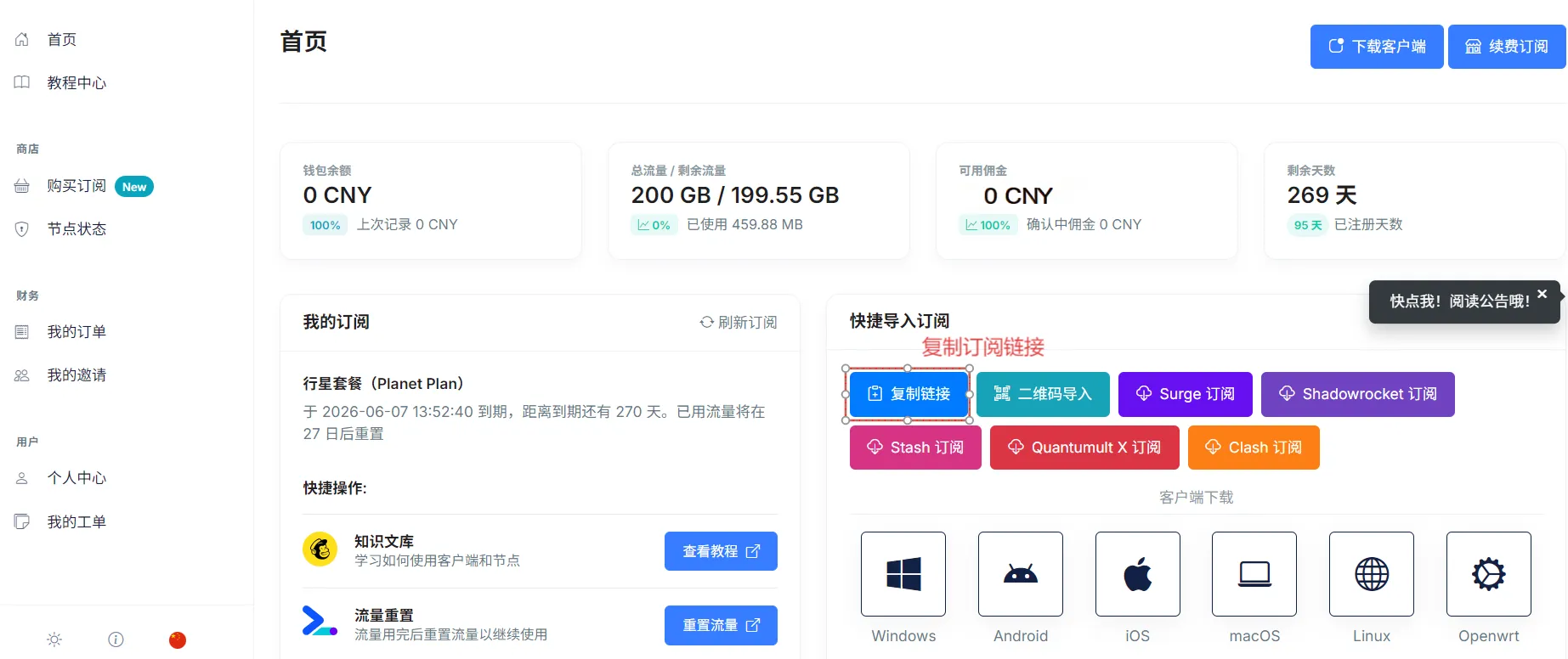 复制你的订阅链接