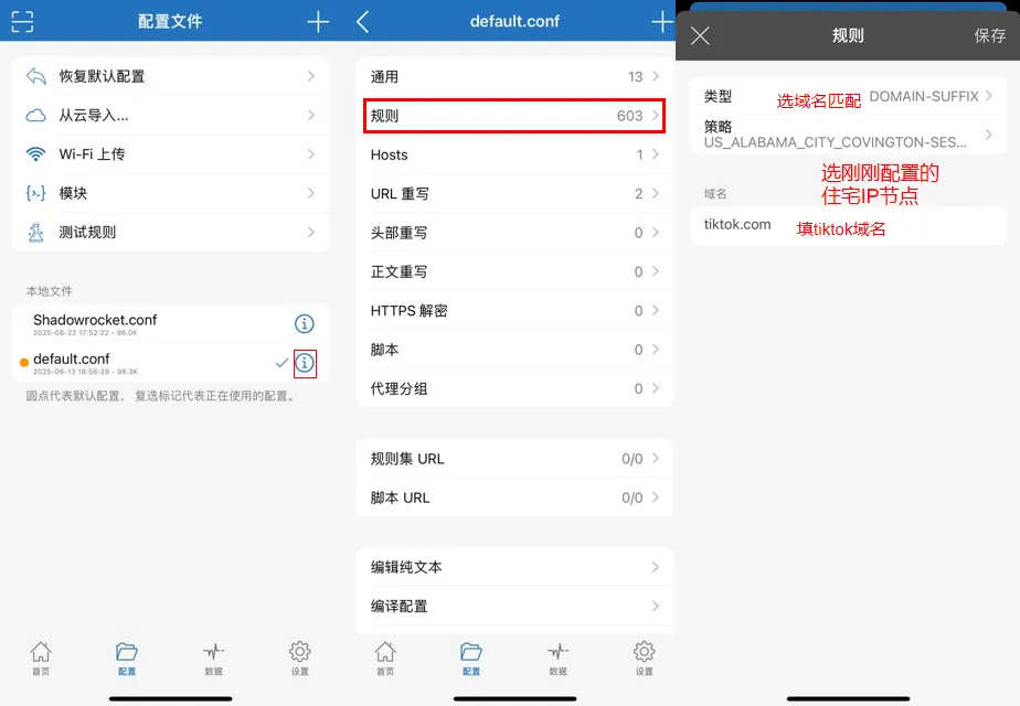 shadowrocket配置tiktok分流规则